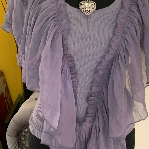 Beautiful purple ruffled and ribbed shirt - Picture 4 of 7